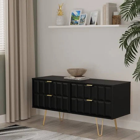 Swift Cube Ready Assembled 4 Drawer Low TV Unit