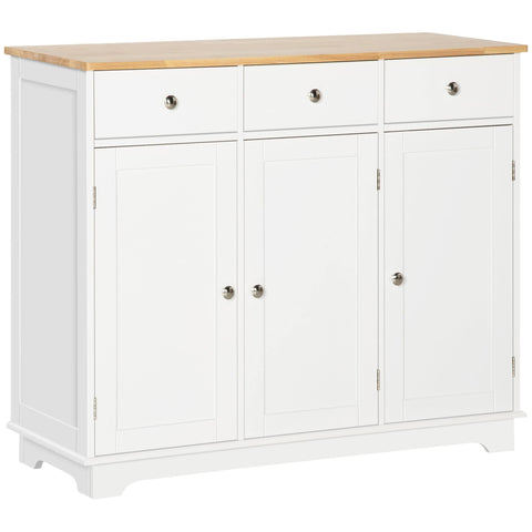 HOMCOM - Modern Sideboard Buffet Cabinet with Adjustable Shelves and Drawers - White