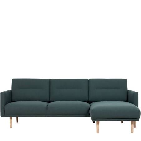 Larvik Chaiselongue Sofa (RH) - Dark Green, Oak Legs
