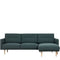 Larvik Chaiselongue Sofa (RH) - Dark Green, Oak Legs