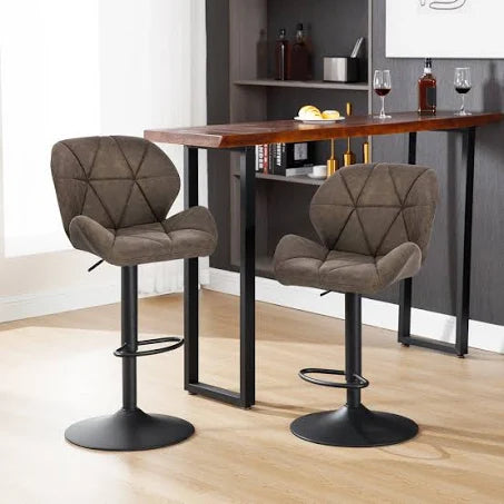 Ebern Designs Dark Brown Swivel Counter Stool Set of 2