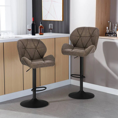 Ebern Designs Dark Brown Swivel Counter Stool Set of 2