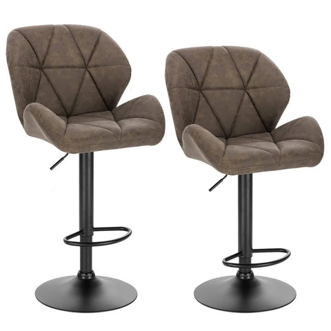 Ebern Designs Dark Brown Swivel Counter Stool Set of 2