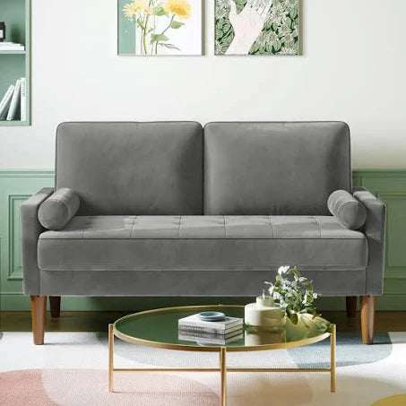 Small 2 Seater Sofa, Comfy Sofa Couch with Spring Cushion George Oliver Fabric ...