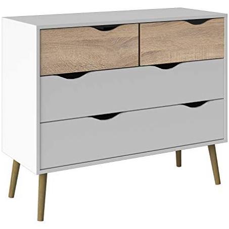 Furniture To Go | Oslo Chest of 4 Drawers (2+2) in White and Oak