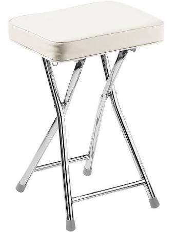 Folding Stool with Padded Cream Seat