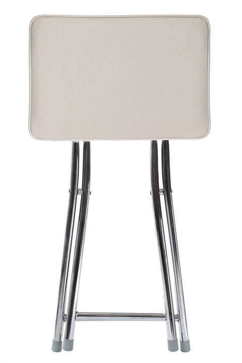 Folding Stool with Padded Cream Seat