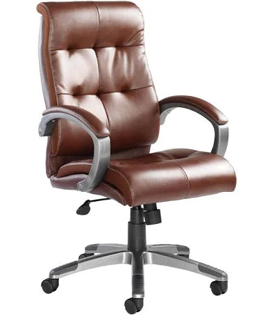 Catania High Back Managers Chair - Brown Leather Faced