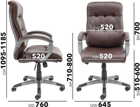 Catania High Back Managers Chair - Brown Leather Faced