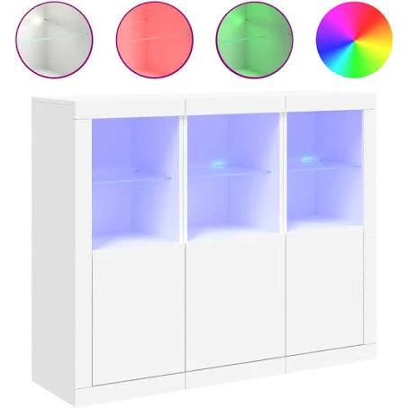 vidaXL Sideboards with LED Lights 3 Pcs White Engineered Wood