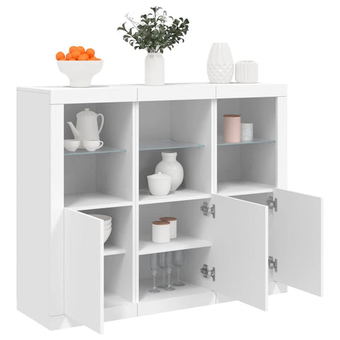 vidaXL Sideboards with LED Lights 3 Pcs White Engineered Wood