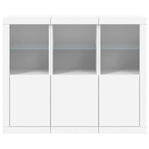 vidaXL Sideboards with LED Lights 3 Pcs White Engineered Wood