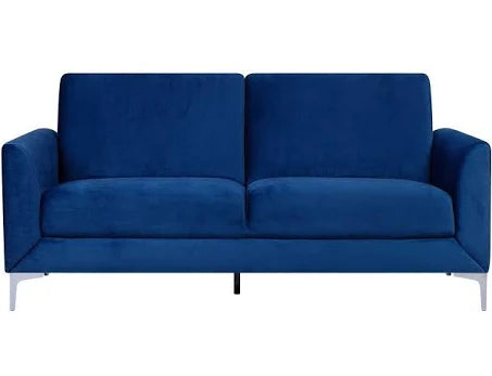 Beliani 3 Seater Velvet Sofa Navy Blue FENES