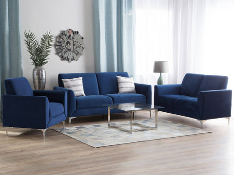 Beliani 3 Seater Velvet Sofa Navy Blue FENES