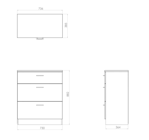 Norfolk Ready Assembled 3 Drawer Deep Chest