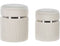 Beliani Set of 2 Pouffes White Velvet Metal Bands Glamour Internal Storage Living ...