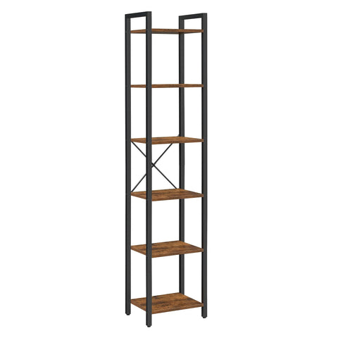 VASAGLE 6-Tier Bookshelf Rustic Brown and Black