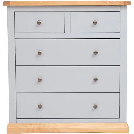 Bomporto 2 Over 3 Drawer Chest - Grey / Knob / Brass - Cabinet Bits