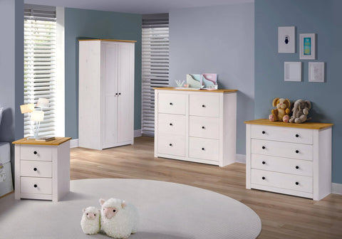 Seconique Panama 2 Door White and Natural Wax Wardrobe