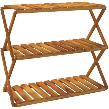 vidaXL 3-Tier Folding Shelf Brown 70x31x63 cm Solid Wood Acacia
