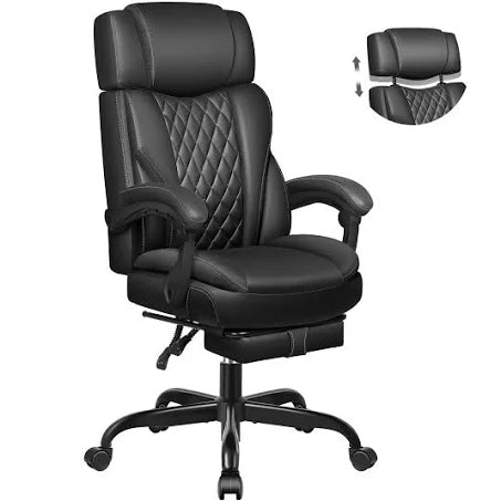 Executive Leather Office Chair, Big and Tall Office Chair with Footrest Home ...