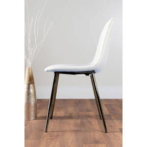 Furniture Box Carson White Marble Effect Dining Table and 6 Grey Corona Silver Chairs