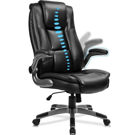 Executive Office Chair, Pu Leather Swivel Computer Chair with Flip-Up