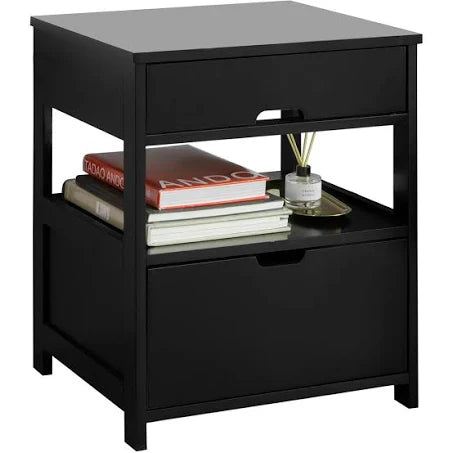 SoBuy FRG258-SCH, Bedside Table with 2 Drawers, Night Table Stand
