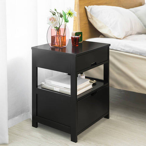 SoBuy FRG258-SCH, Bedside Table with 2 Drawers, Night Table Stand