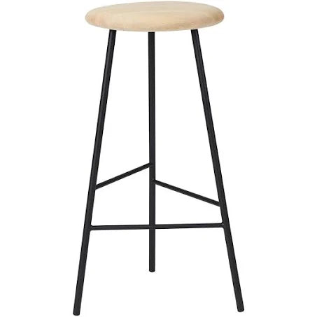 Warm Nordic Pebble Bar Stool, 76 cm, Oiled Ash - Black