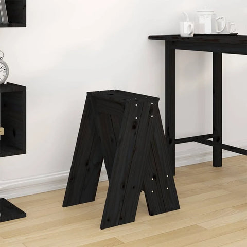 vidaXL Stools 2 Pcs Black 40x40x60 cm Solid Wood Pine