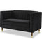 Thom 2 Seater Velvet Sofa With Metal Tipped Legs - Black Velvet