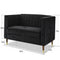 Thom 2 Seater Velvet Sofa With Metal Tipped Legs - Black Velvet