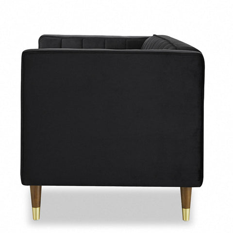 Thom 2 Seater Velvet Sofa With Metal Tipped Legs - Black Velvet