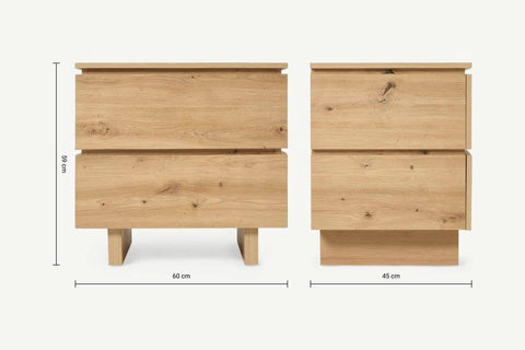 Erma Artisan Oak Effect 2 Drawer Bedside P8AEER22
