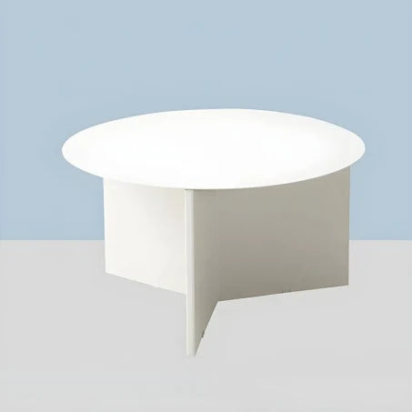 Modern Round Coffee Table with Iron Top and Pedestal Base, Small Size - White 65 ...