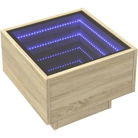 vidaXL Bedside Table with Infinity LED Sonoma Oak 40x40x30 cm