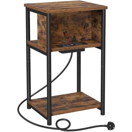 VASAGLE Narrow Bedside Table with Charging Station