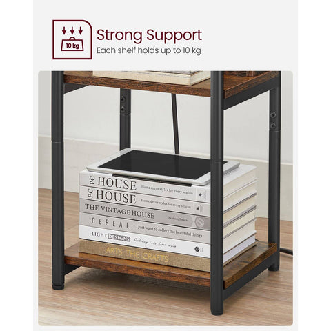 VASAGLE Narrow Bedside Table with Charging Station