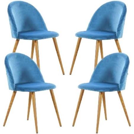 Life Interiors - Set of 4 'Lucia Velvet Dining Chairs' Upholstered Dining Room ...
