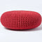 Homescapes - Large Round Cotton Knitted Pouffe Footstool - Red