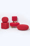 Homescapes - Large Round Cotton Knitted Pouffe Footstool - Red