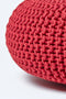 Homescapes - Large Round Cotton Knitted Pouffe Footstool - Red