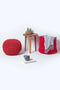Homescapes - Large Round Cotton Knitted Pouffe Footstool - Red