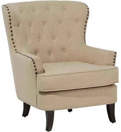 Beliani Fabric Armchair Beige Viborg II