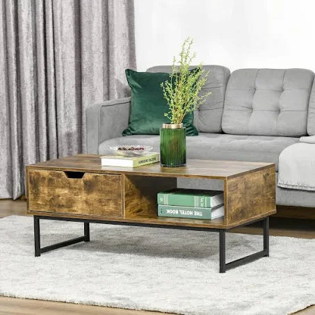 HOMCOM Industrial Coffee Table - Brown