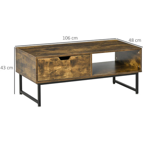HOMCOM Industrial Coffee Table - Brown