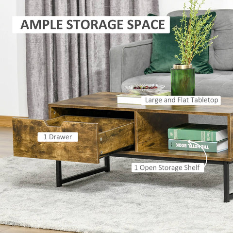 HOMCOM Industrial Coffee Table - Brown