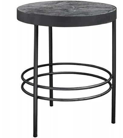 Nordal Midnight Side Table Round Marble - Black - 1199