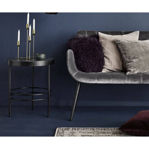 Nordal Midnight Side Table Round Marble - Black - 1199